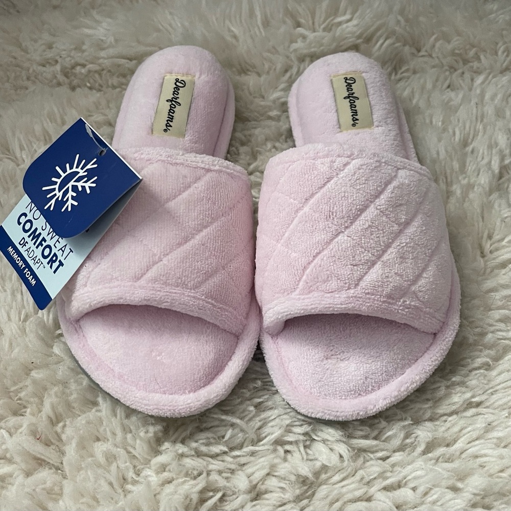 Dearfoams Pink Quilted No Sweat Slippers Size 5/6